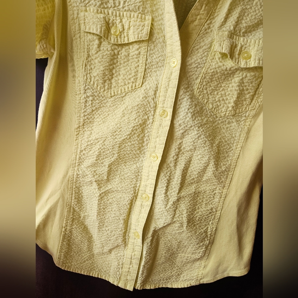 Jones New York Sport Yellow Button-Up Women's Top - Picture 3 of 6